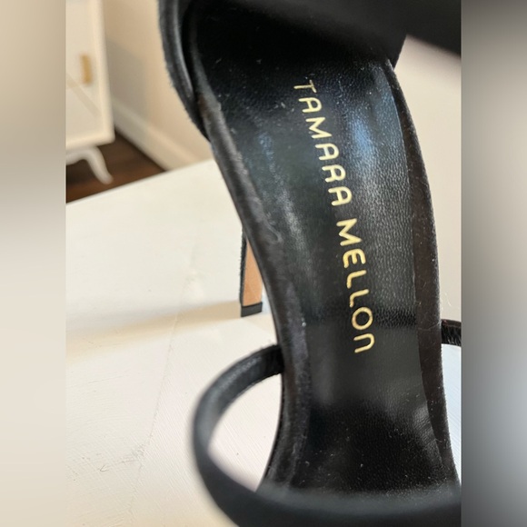 TAMARA MELLON LOVE BLACK SUEDE STRAPPY HEELS- SIZE 37.5 (US 7- 7 1/2) - Picture 5 of 7